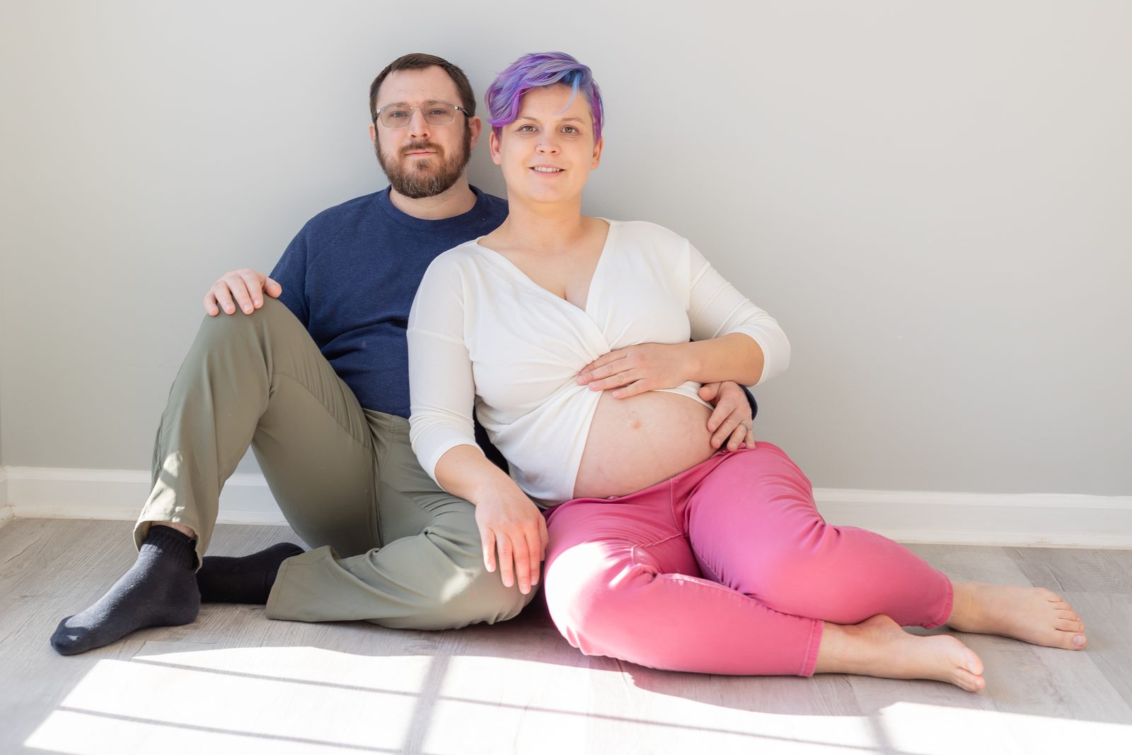 Maternity couple at home lifestyle session